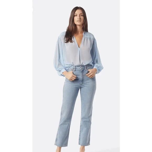 Joie lasha long sleeve 100% silk top light blue size Large and Medium, NWT - Picture 1 of 13